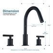 Balen 8. in Widespread 2-Handle Bathroom High-Arc Faucet in Brushed Gold