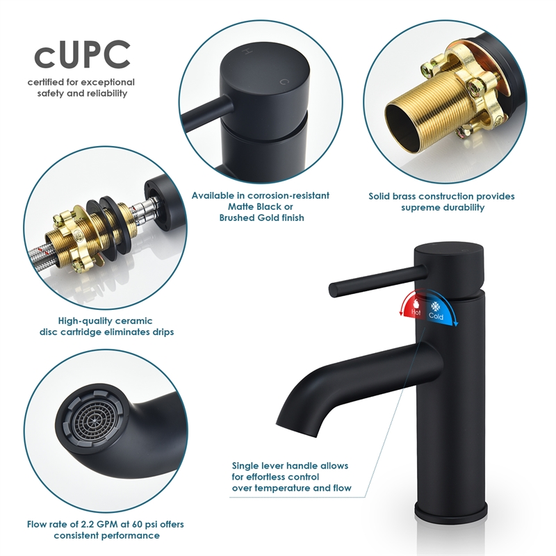 Tubize Single Hole Single-Handle Bathroom Faucet in Matte Black