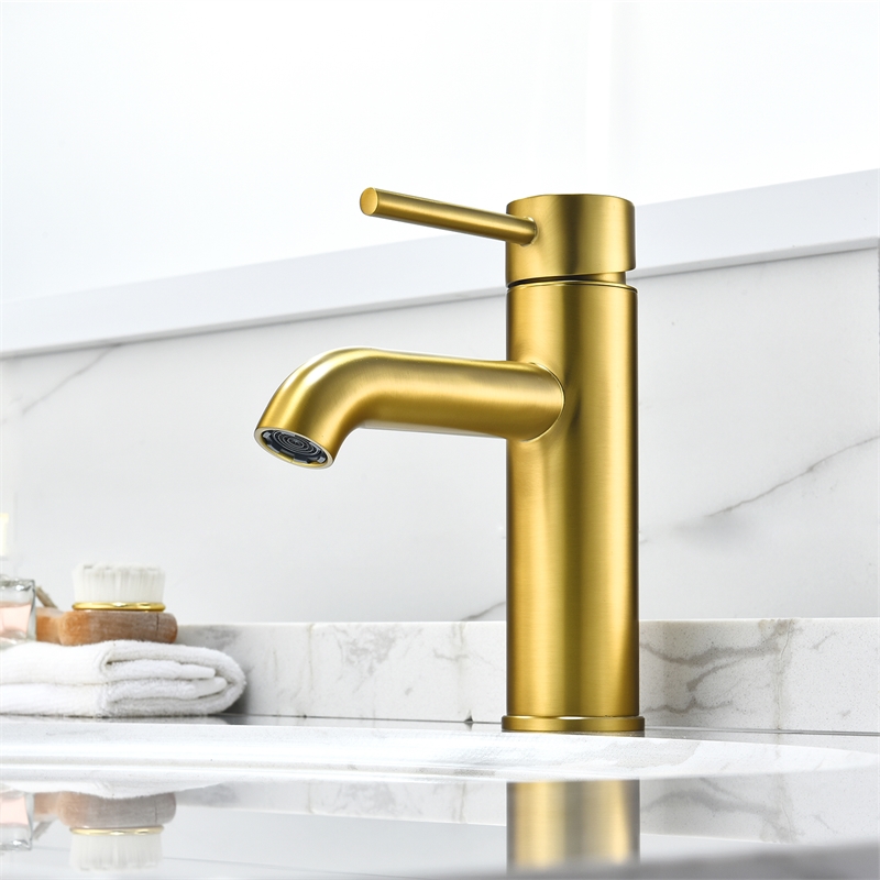 Tubize Single Hole Single-Handle Bathroom Faucet in Brushed Gold