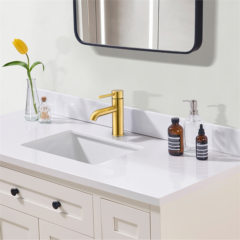 Tubize Single Hole Single-Handle Bathroom Faucet in Brushed Gold