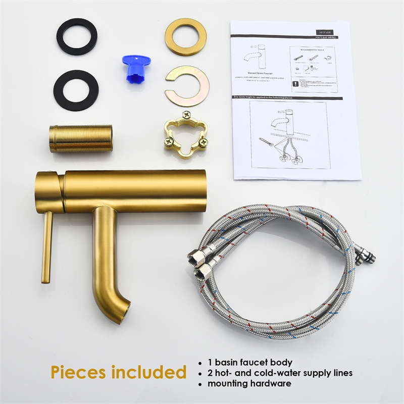 Tubize Single Hole Single-Handle Bathroom Faucet in Brushed Gold