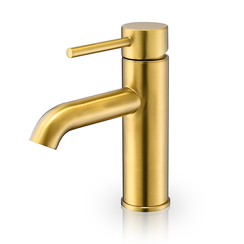Tubize Single Hole Single-Handle Bathroom Faucet in Brushed Gold