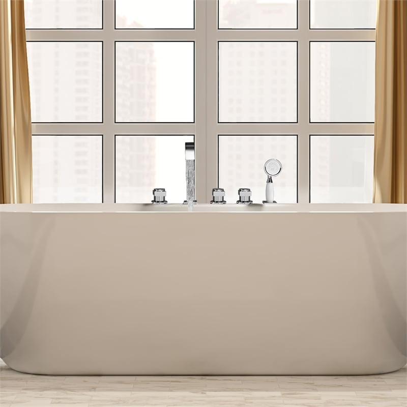 Vikran Triple Handle Deck-Mount Roman Tub Faucet in Chrome with Handshower