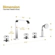 Vikran Triple Handle Deck-Mount Roman Tub Faucet in Chrome with Handshower