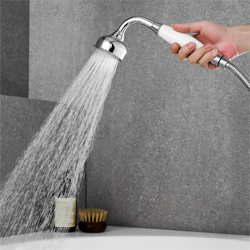 Vikran Triple Handle Deck-Mount Roman Tub Faucet in Chrome with Handshower