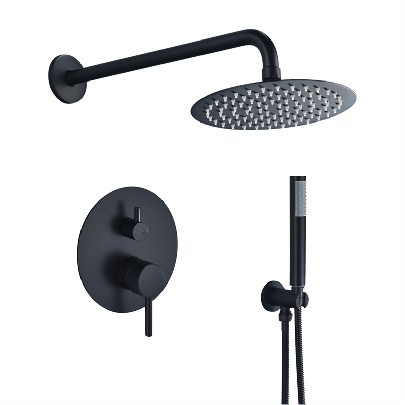Herne Complete Shower System in Matte Black with 8 In. Round Rain Shower Head