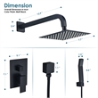 Raeren Complete Shower System in Matte Black with 8 In. Square Rain Shower Head