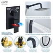 Raeren Complete Shower System in Matte Black with 8 In. Square Rain Shower Head