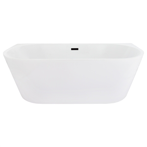 Satchi 67&quot x 32&quot Acrylic Flatbottom Soaking Bathtub in White with Drain/Overflow
