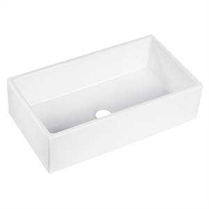 Kosula Glossy White Ceramic Rectangular 36&quot L x 19.8&quot W Farmhouse Sink
