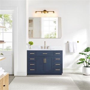 Gavino 48&quot Wood Vanity in Royal Blue with Composite Stone Top no Mirror