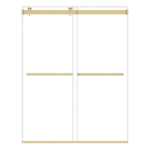 Marcelo 60&quot W x 76&quot H By Pass Shower Door in Brushed Gold with Clear Glass