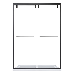 Caspar 52&quot W x 76&quot H By Pass Shower Door in Matte Black with Clear Glass