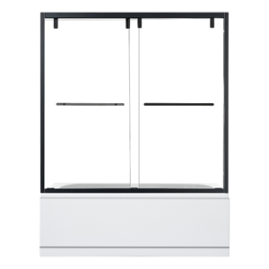Caspar 60&quot W x 58&quot H By Pass Tub Door in Matte Black with Clear Glass