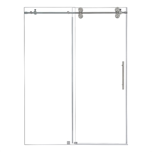 Lazaro 56&quot W x 78&quot H Sliding Shower Door in Brushed Nickel with Clear Glass