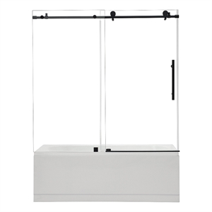 Lazaro 60&quot W x 58&quot H Sliding Tub Door in Matte Black with Clear Glass