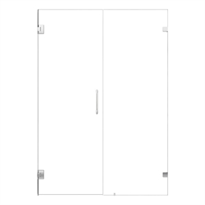 Roisin 52&quot W x 74&quot H Hinged Shower Door in Polished Chrome with Clear Glass