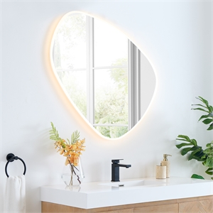 Rasso 47&quot Frameless Modern Bathroom Vanity LED Light Wall Mirror in Clear Glass