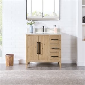 Altair Design Laurel 36&quot Wood Vanity without Top and Sink in Brown