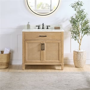 Solana 36&quot Wood Vanity Base in Weathered Fir without Top and Sink no Mirror