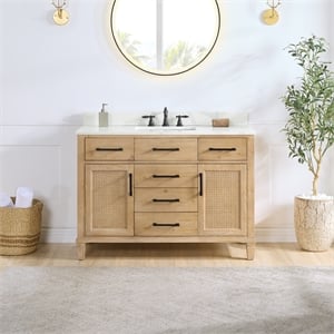 Solana 48&quot Wood Vanity Base in Weathered Fir without Top and Sink no Mirror