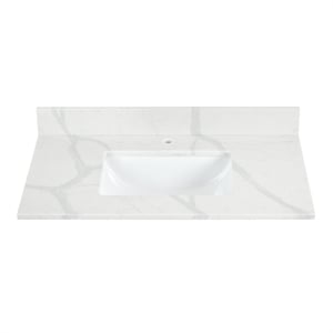Altair Design Arbios 36&quot Modern Stone Vanity Top in Calacatta White