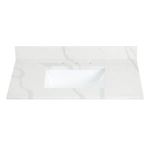 Altair Design Arbios 36&quot Modern Stone Vanity Top with Sink in Calacatta White