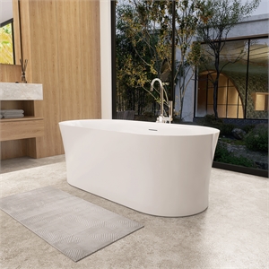 Royce 67&quot x 32&quot Flatbottom Freestanding Acrylic Soaking Bathtub in Glossy White