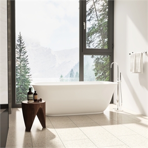 Sarnia 59&quot x 32&quot Flatbottom Freestanding Acrylic Soaking Bathtub in Glossy White