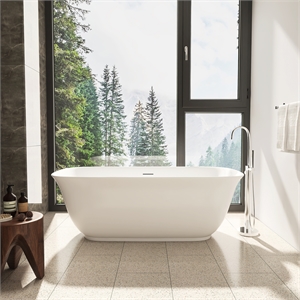 Sarnia 67&quot x 32&quot Flatbottom Freestanding Acrylic Soaking Bathtub in Glossy White
