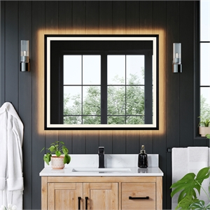 Apollo 36&quot Aluminum Framed in Black Bathroom/Vanity LED Lighted Wall Mirror