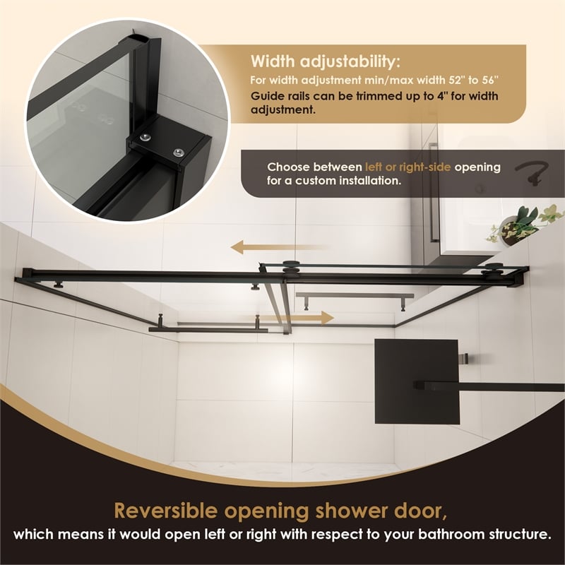 Belizzi By Pass Frameless Exposed Roller Shower Door with Clear Glass