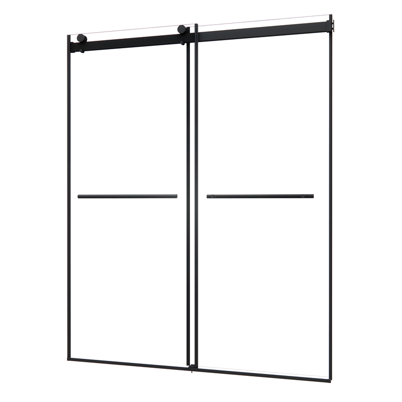 Belizzi By Pass Frameless Exposed Roller Shower Door with Clear Glass