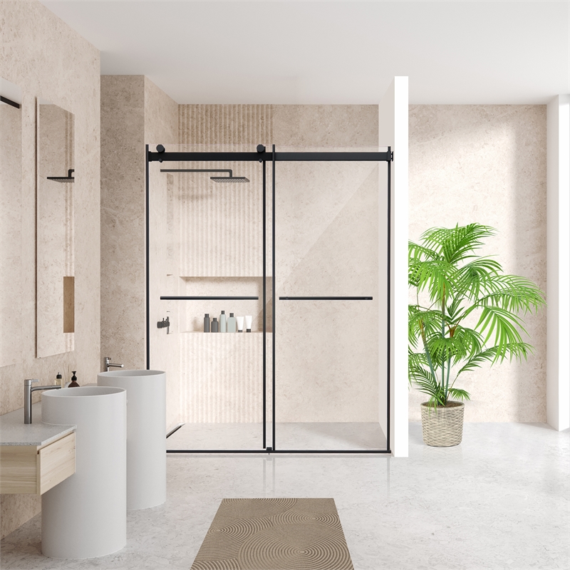 Belizzi By Pass Frameless Exposed Roller Shower Door with Clear Glass