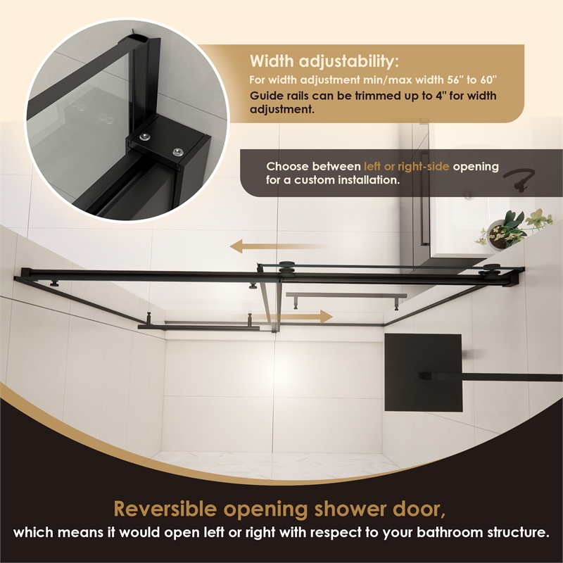 Belizzi By Pass Frameless Exposed Roller Shower Door with Clear Glass