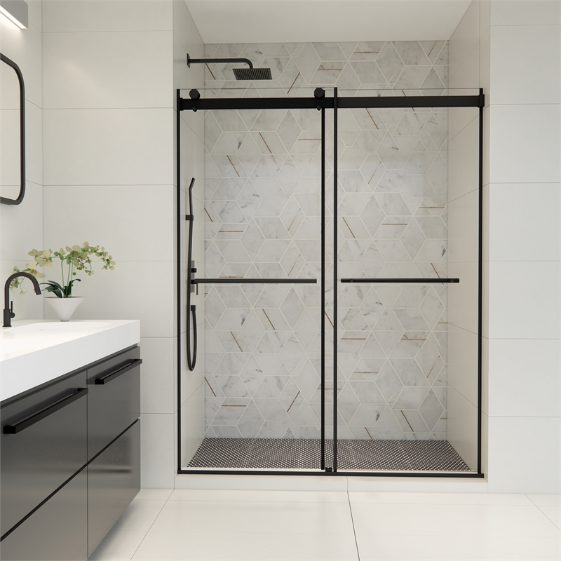 Belizzi By Pass Frameless Exposed Roller Shower Door with Clear Glass