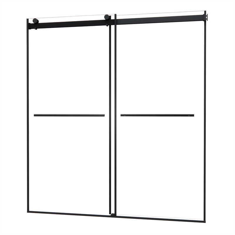 Belizzi By Pass Frameless Exposed Roller Shower Door with Clear Glass