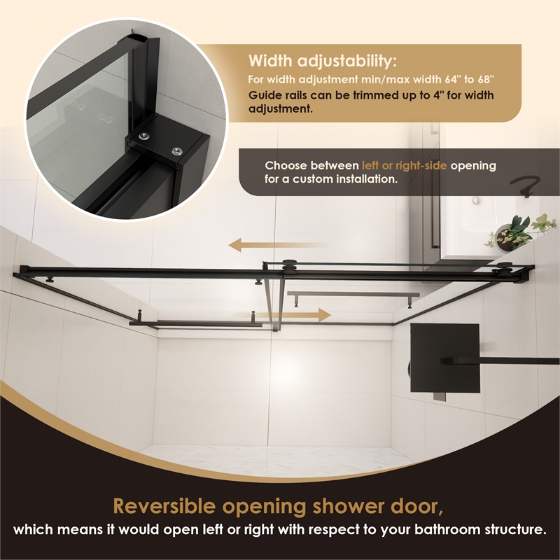 Belizzi By Pass Frameless Exposed Roller Shower Door with Clear Glass