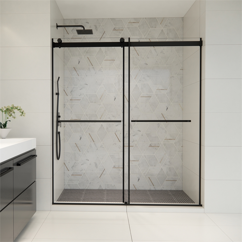 Belizzi By Pass Frameless Exposed Roller Shower Door with Clear Glass