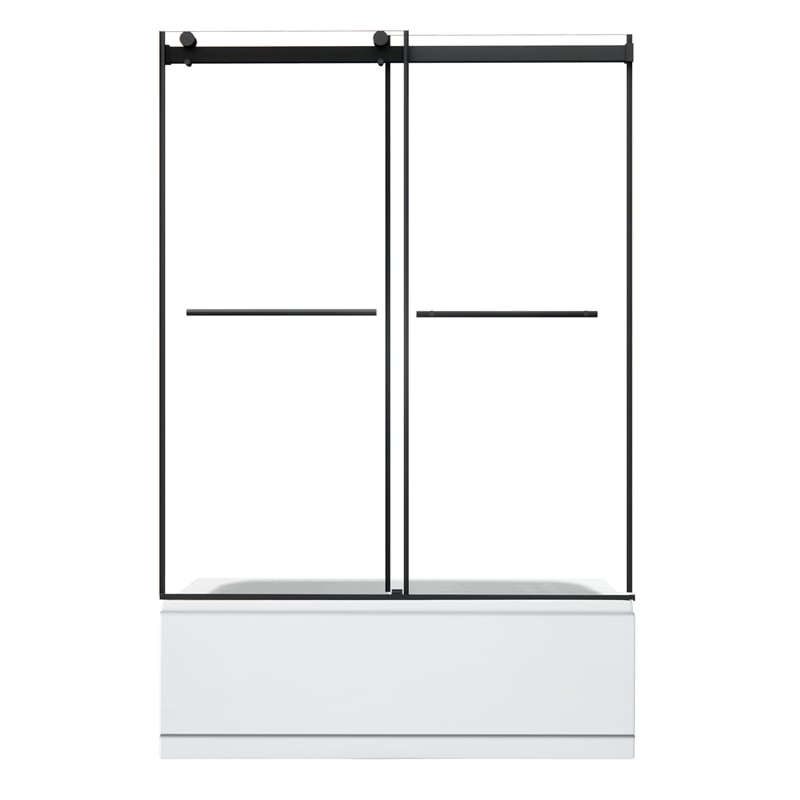 Belizzi By Pass Frameless Exposed Roller Tub Door with Clear Glass