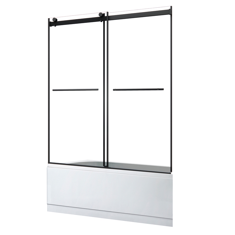 Belizzi By Pass Frameless Exposed Roller Tub Door with Clear Glass