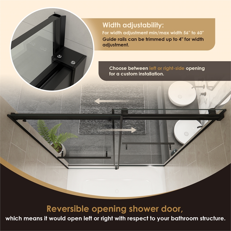 Belizzi By Pass Frameless Exposed Roller Tub Door with Clear Glass