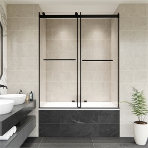 Belizzi By Pass Frameless Exposed Roller Tub Door with Clear Glass