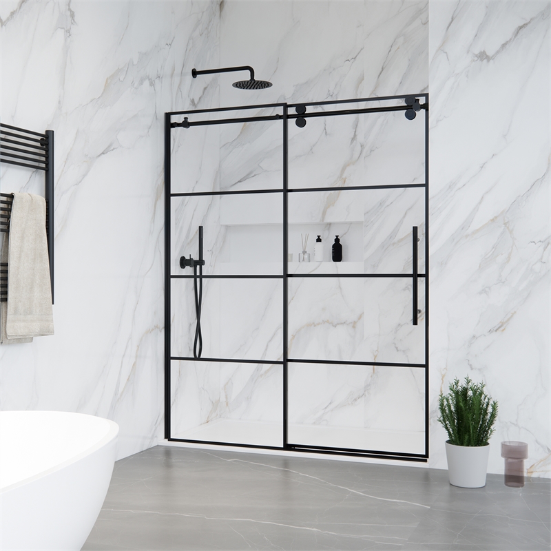 Sankiz Single Sliding Frameless Shower Door with Clear Glass