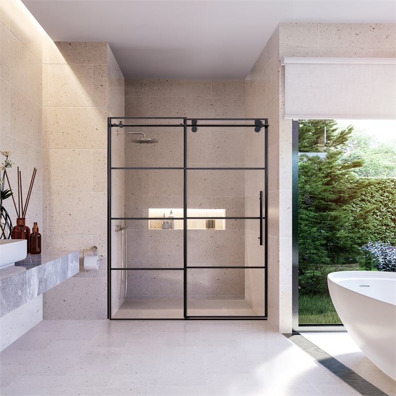 Sankiz Single Sliding Frameless Shower Door with Clear Glass