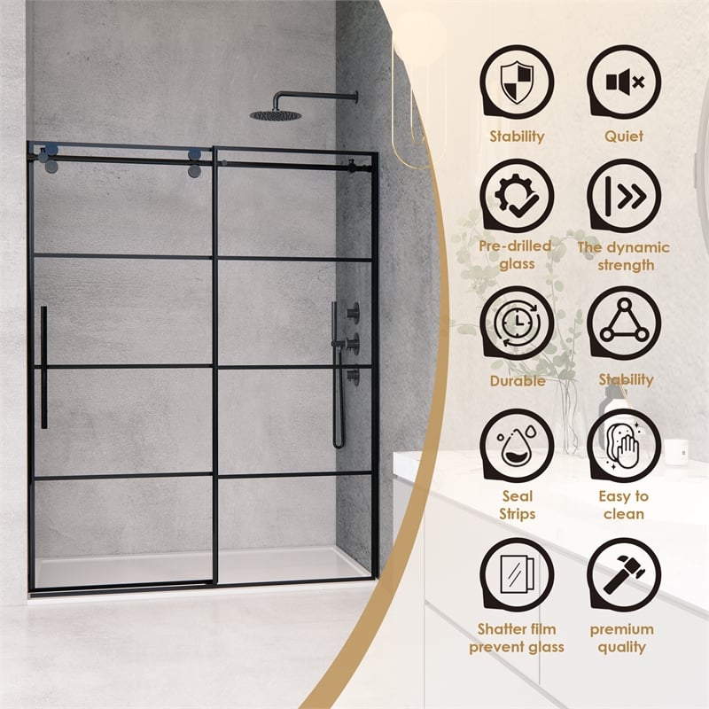 Sankiz Single Sliding Frameless Shower Door with Clear Glass