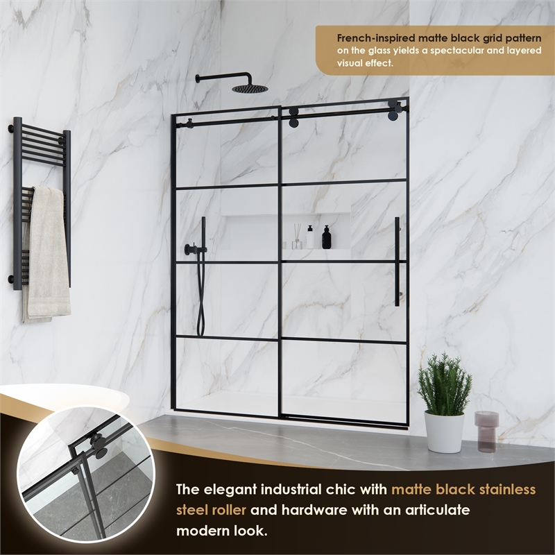 Sankiz Single Sliding Frameless Shower Door with Clear Glass