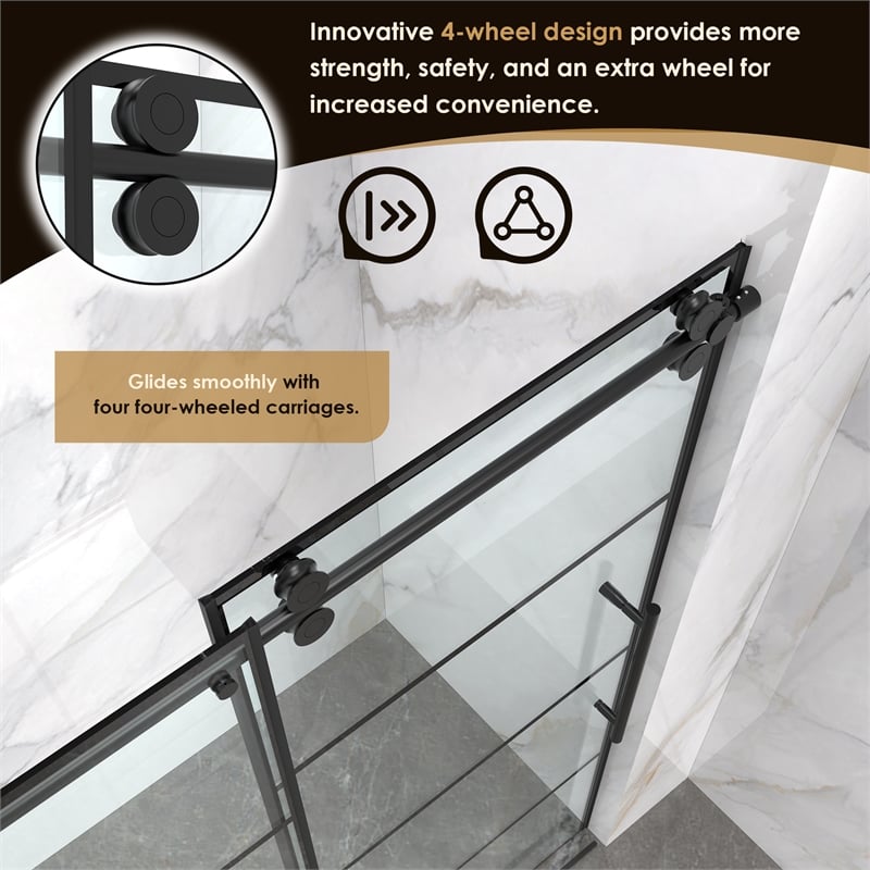Sankiz Single Sliding Frameless Shower Door with Clear Glass