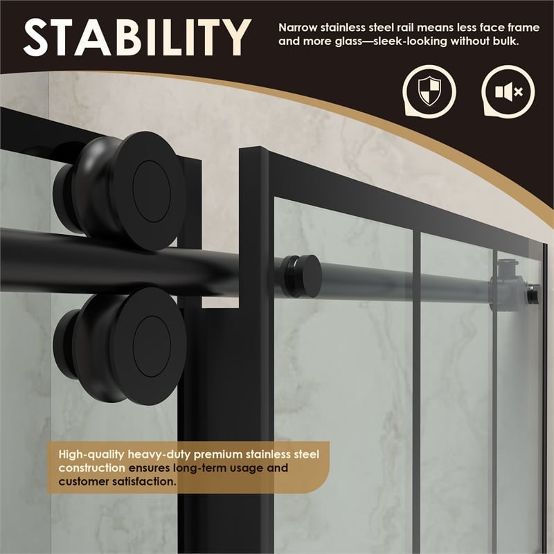 Sankiz Single Sliding Frameless Shower Door with Clear Glass