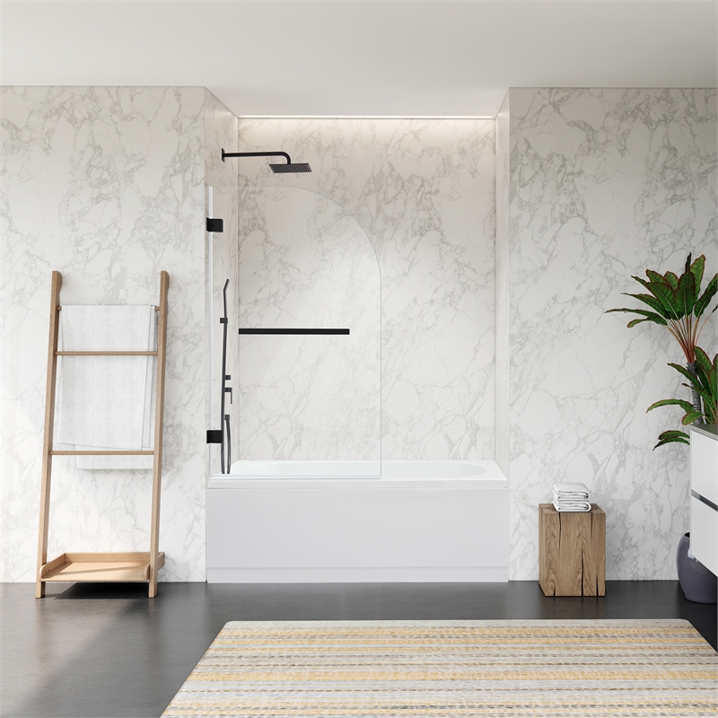 Alvise Frameless Hinged Tub Door with Clear Glass